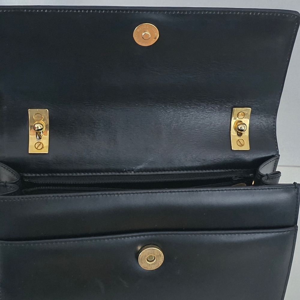 Vintage Gucci Black Leather Gold Chain Shoulder Bag - Picture 10 of 14